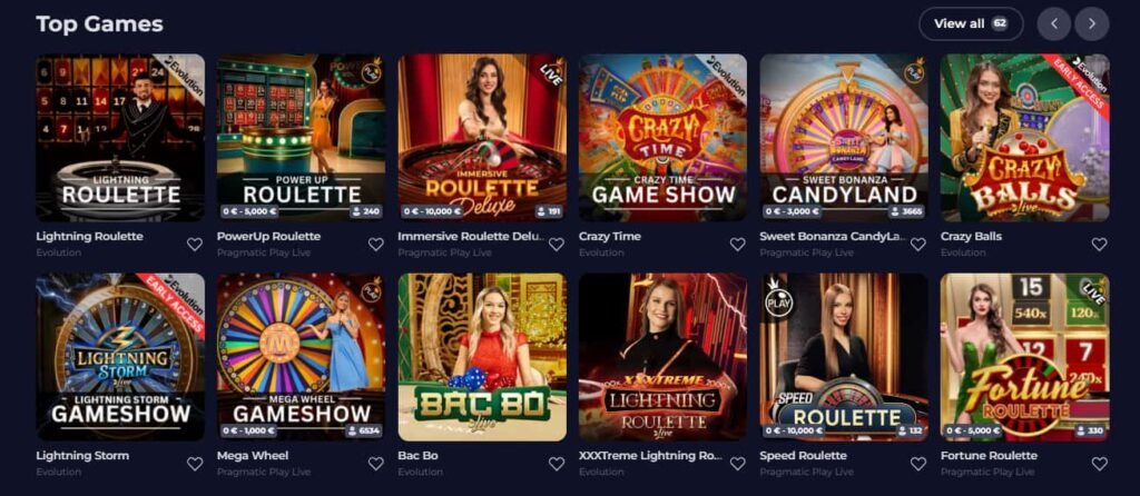 Live casinospellen bij B7 Casino