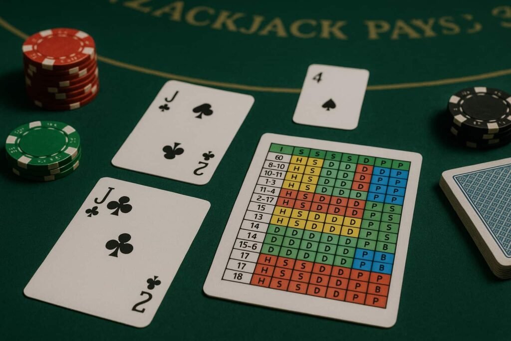 Blackjack strategiekaart tafel