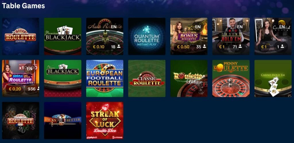 Online Casino Tafelspellen