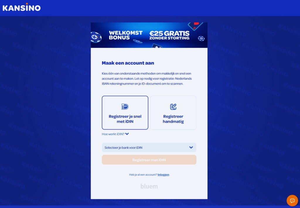 registratie bij Kansino casino