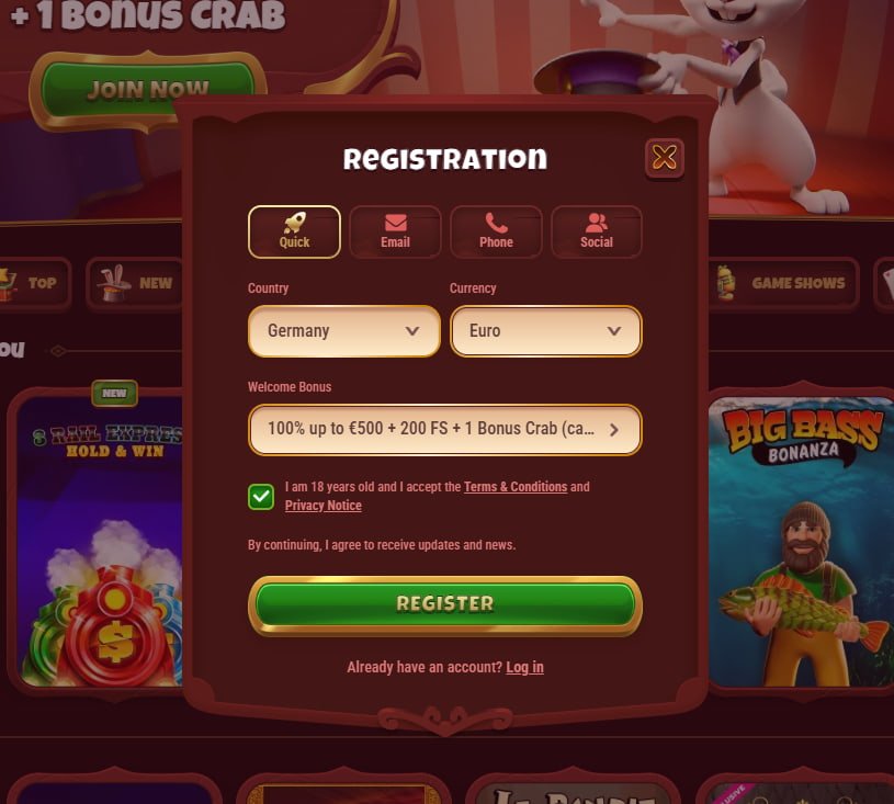 Magius Casino registratie