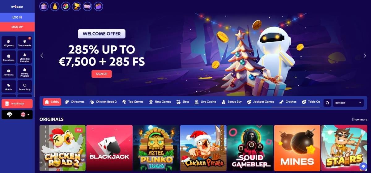 EvoSpin Casino Homepage
