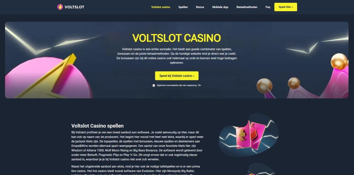 Voltslot homepage met licentie info